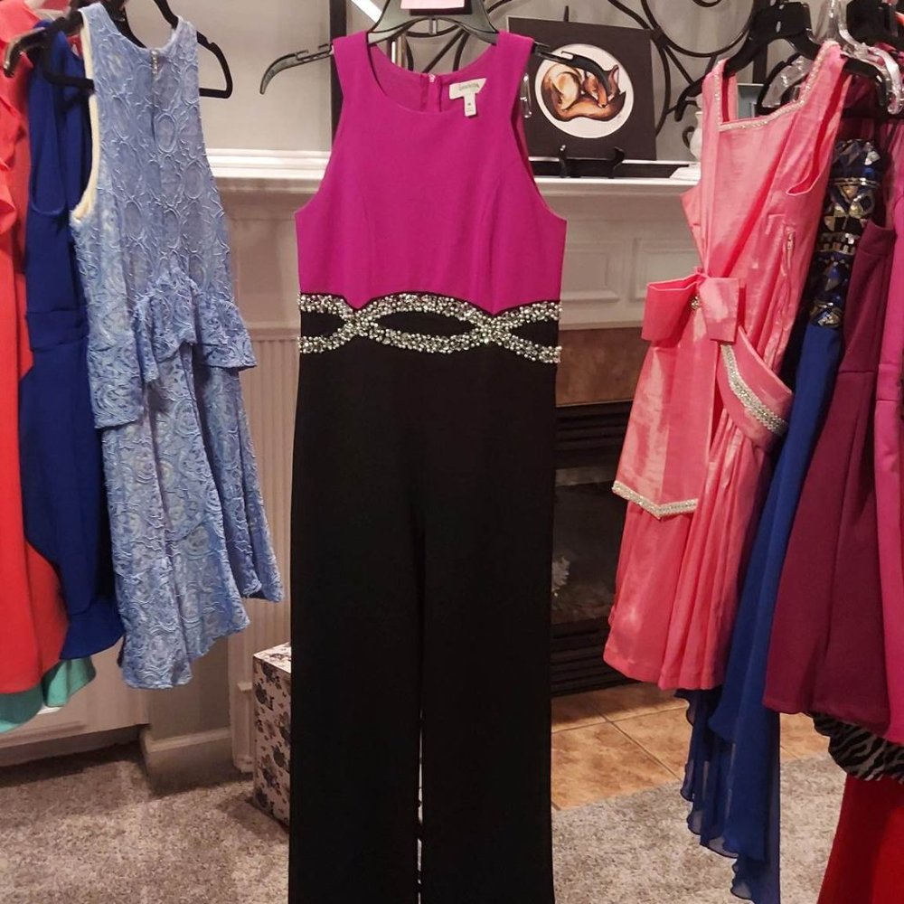 Magenta and Black Jumpsuit